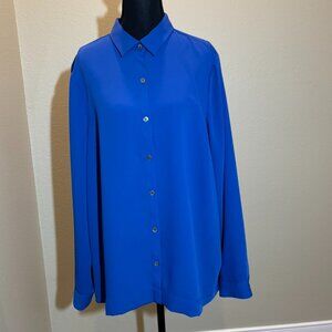 J.Jill Wearever Collection Blue Button Down Long Sleeve Blouse Size Large